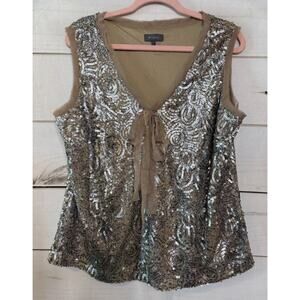 Et Vous Blouse Sz L Sequins Holiday Party Festive